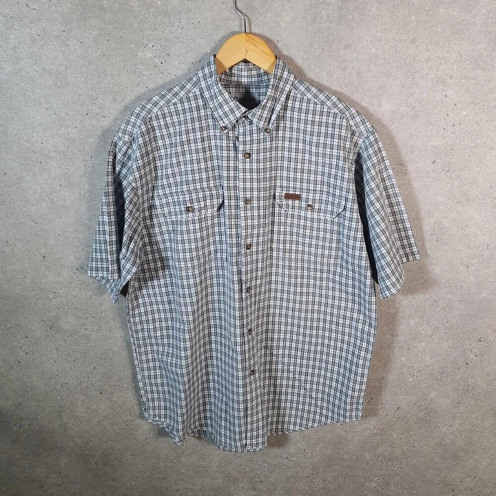 Vintage Carhartt Shirt Button Down Mens Large Blue Checkered Chore Utility